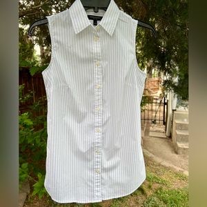NWOT Banana Republic The Riley Shirt Pinstripe blouse career sleeveless 2 top